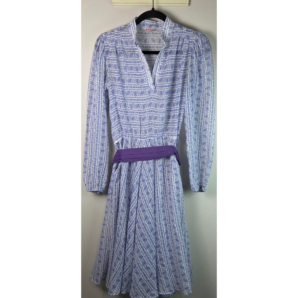 JCPenney Midi‎ Dress Women M Purple Good Vintage Floral Cottagecore Prairie